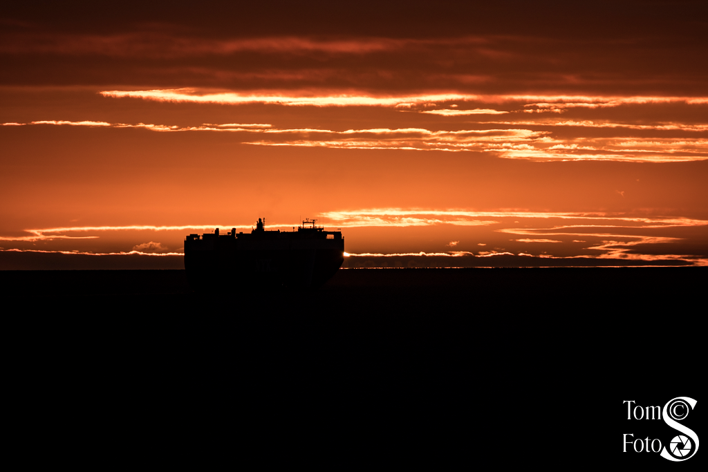 Ship in the Sunset
